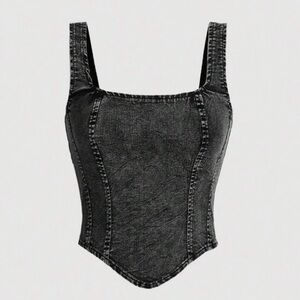 Black Denim Corset Top